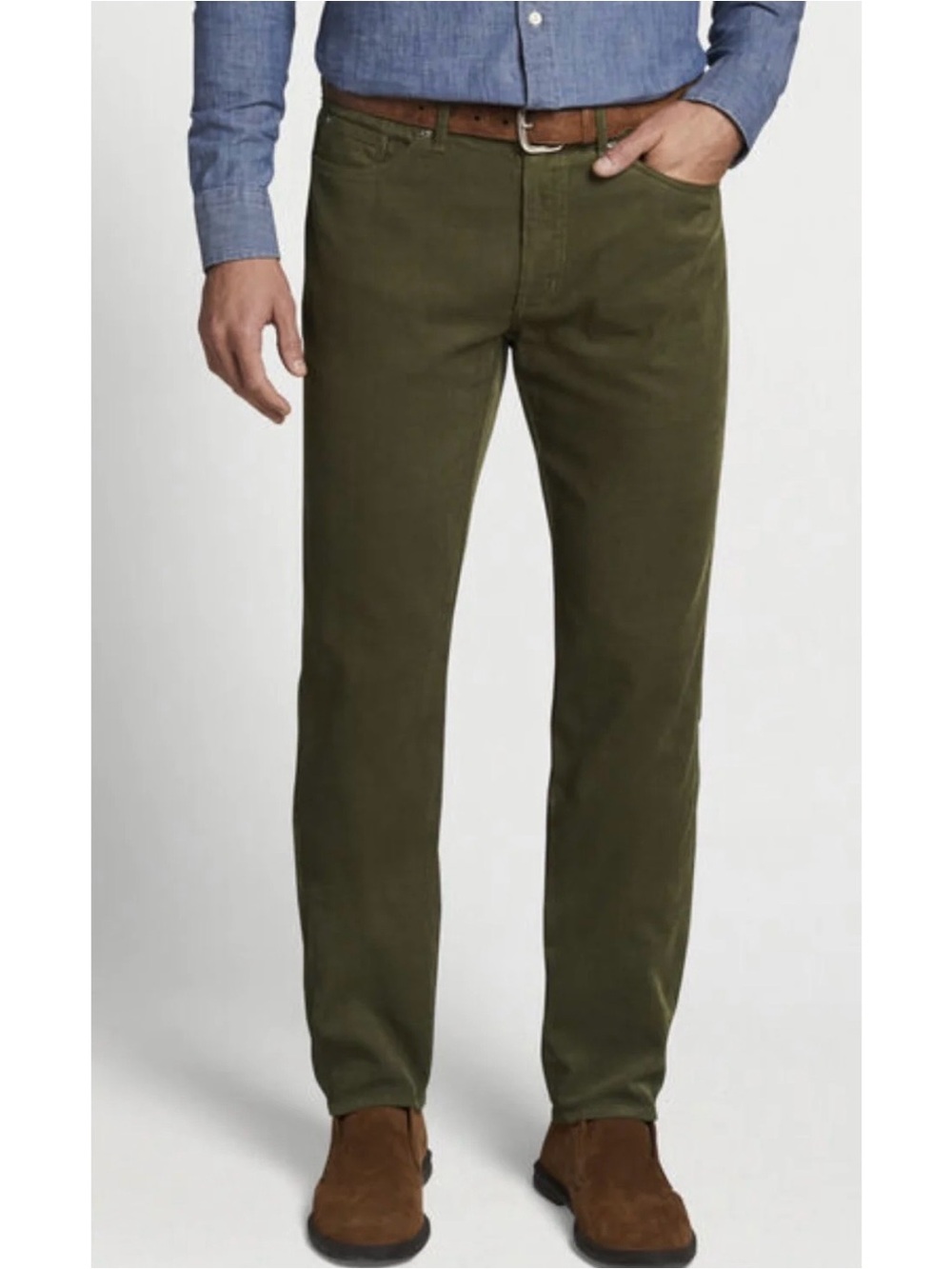 Peter Millar Superior Soft Corduroy 5 Pocket Pant in Olive sz 44 x 29